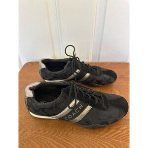 Coach Jayme Womens Sneakers 6M Black Monogram Lace-Up Casual Shoes